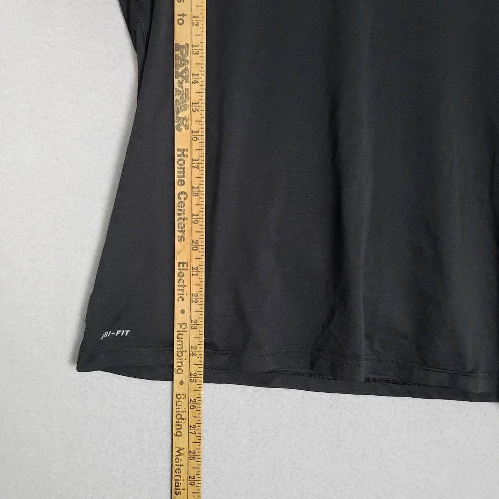 Nike Dri-Fit Tee Shirt Solid Black Casual Basic Swoosh Logo Workout Gym Size L